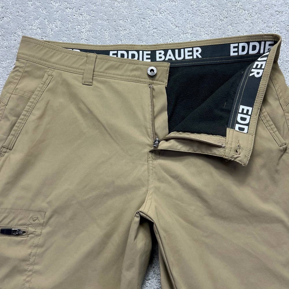 Eddie Bauer Pants Mens 36x30 Khaki Tan Rainier Fleece Lined Hiking Gorpcore